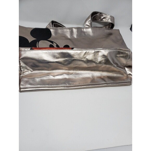 DISNEY PARKS EXCLUSIVE MERCHANDISE LARGE SILVER METALLIC TOTE BAG MICKEY MOUSE - Picture 4 of 12